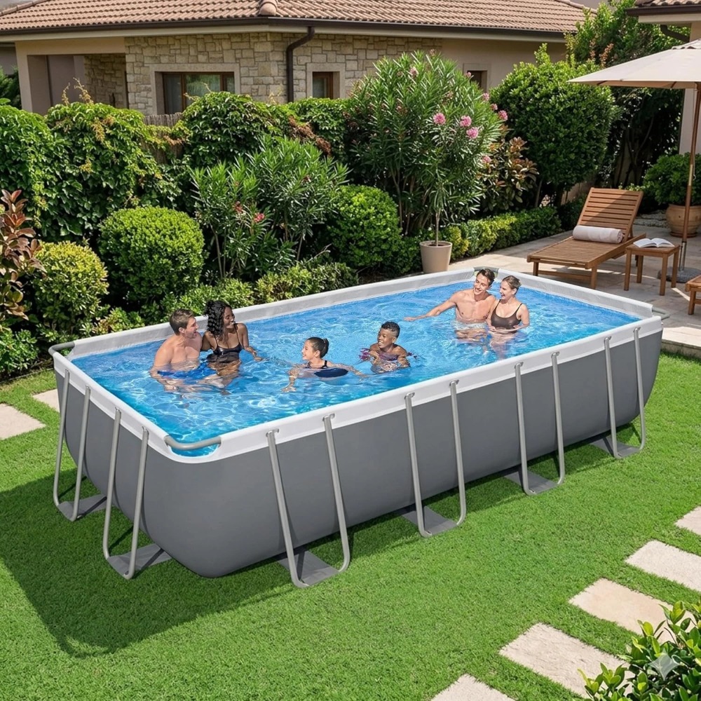 Pool Ladder Above Ground - Rectangular Metal Frame Above Ground Swimming