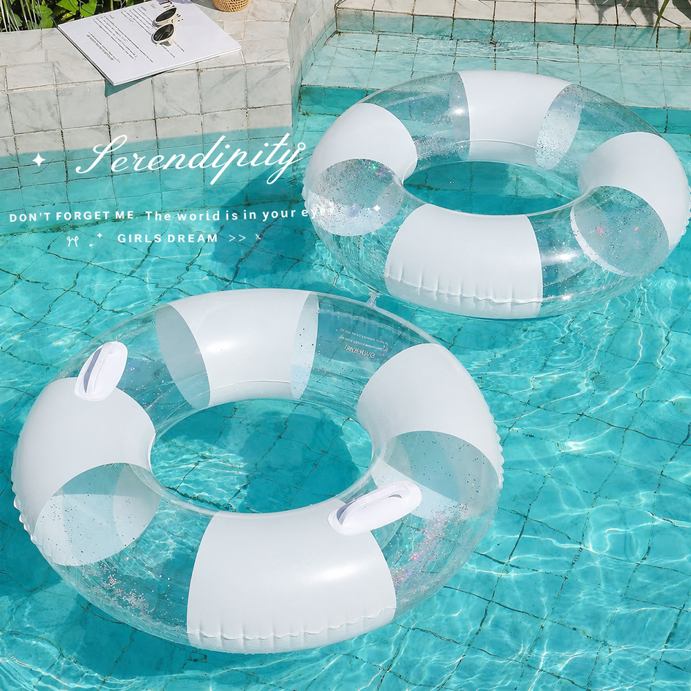 Pool Lounger Inflatable - Transparent Swimming Ring Adults Thickened Inflatable