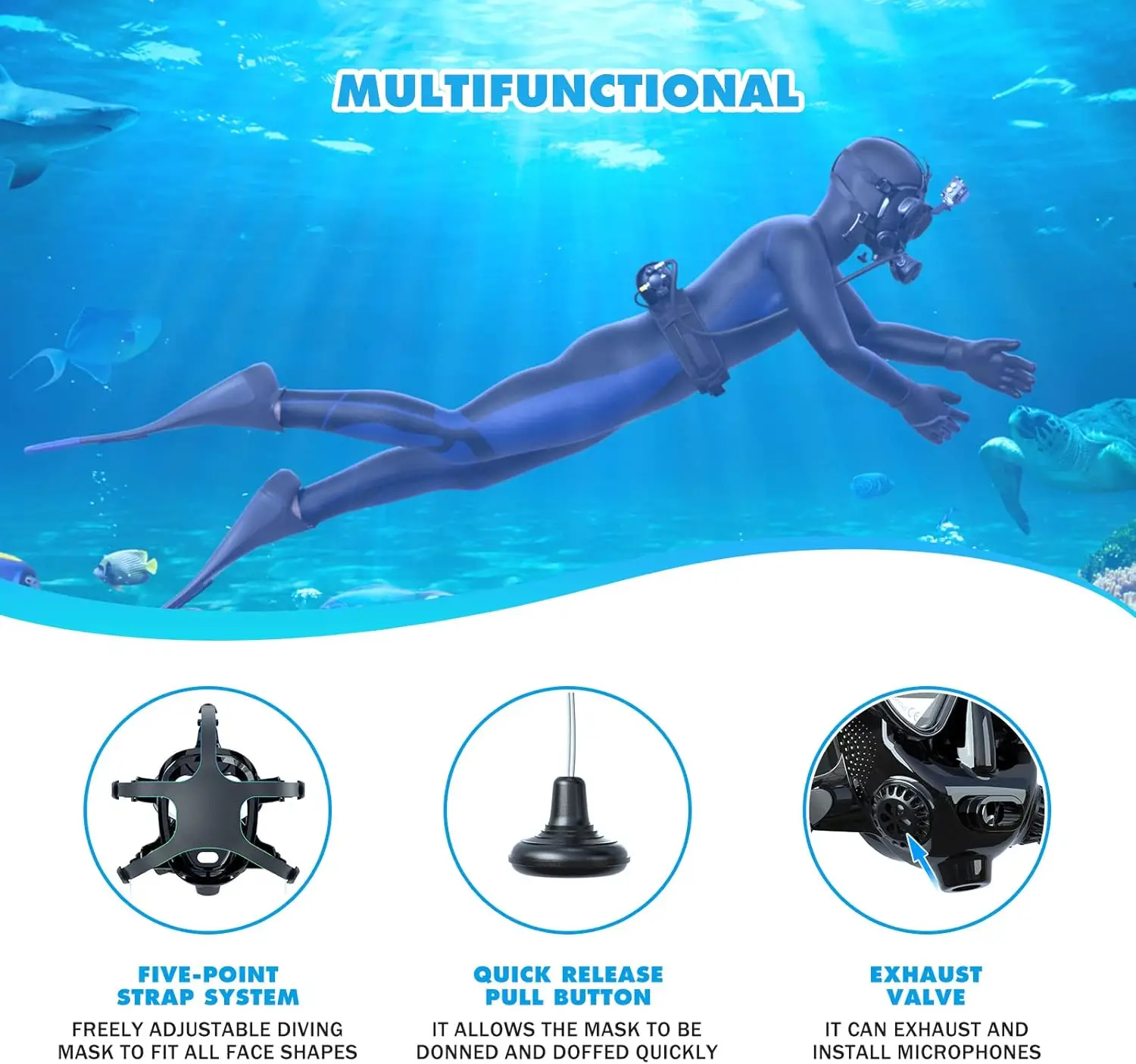 Full Face Diving Mask with Cam - Snorkel Mask Full Face ulasan dan harga