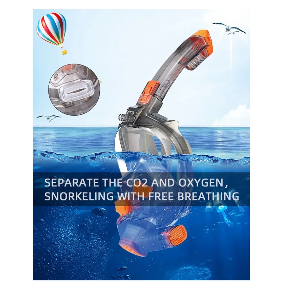 L79A Snorkel Mask Man Woman Sc - Snorkel Mask Full Face ulasan dan harga