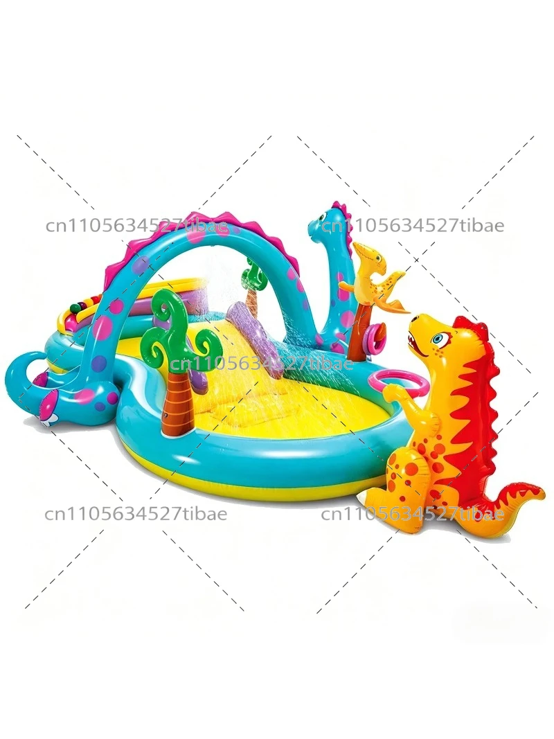 Inflatable Rainbow Kids Pool w - Water Slide Inflatable ulasan dan harga