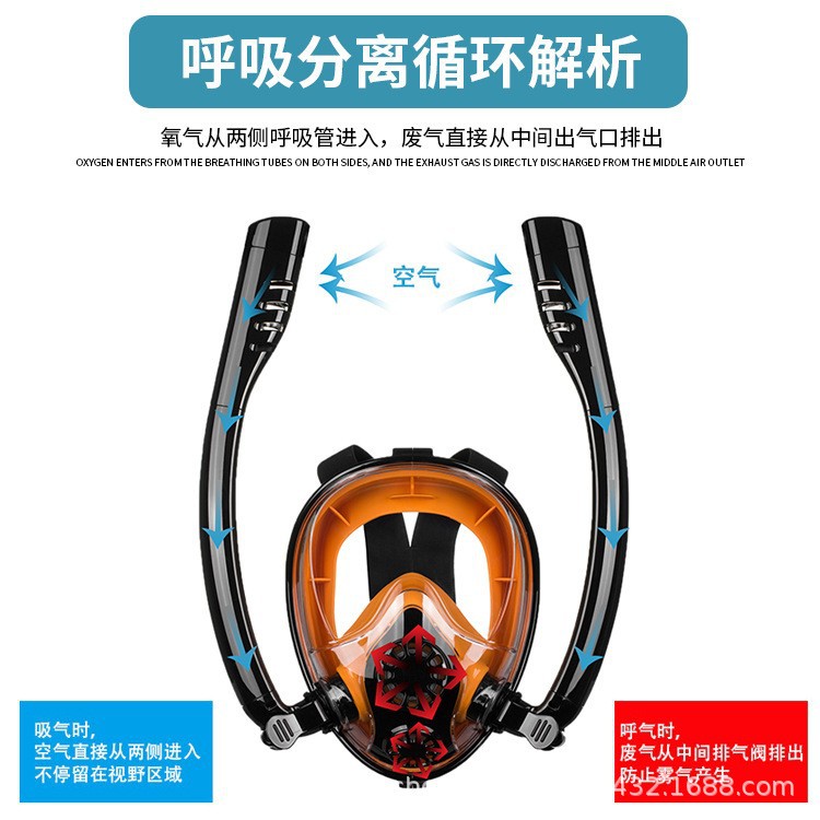 Double Tube Snorkeling Mask, F - Snorkel Mask Full Face ulasan dan harga