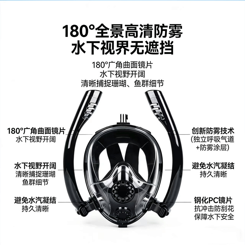 Double Tube Snorkeling Mask, F - Snorkel Mask Full Face ulasan dan harga